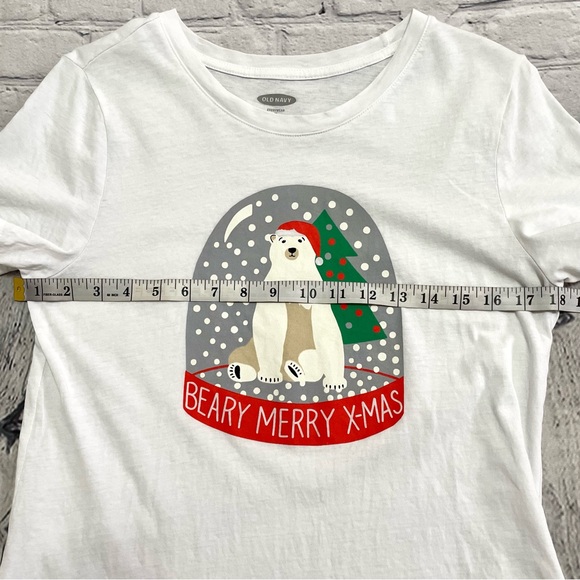 Old Navy 2pc matching PJ set BEARY MERRY X-MAS snow globe holiday size medium - Picture 8 of 9